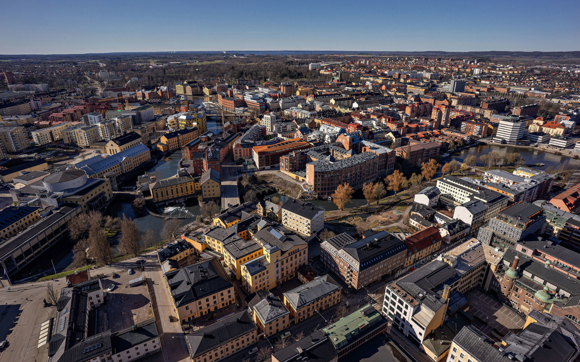 Flygfoto över Norrköping